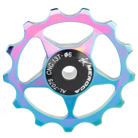 MEROCA Metal Bearings Mountain Bike Road Bike Rear Derailleur Guide Wheel 11T/13T Guide Wheel, Specification:13T, Color:Electroplating Colorful by buy2fix