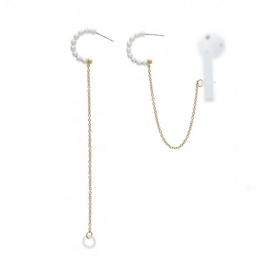 3 PCS Universal Bluetooth Headset Anti-lost C Type Pearl 925 Silver Needle Earring Ear Chain - Anti-lost & Holder by buy2fix | Online Shopping UK | buy2fix