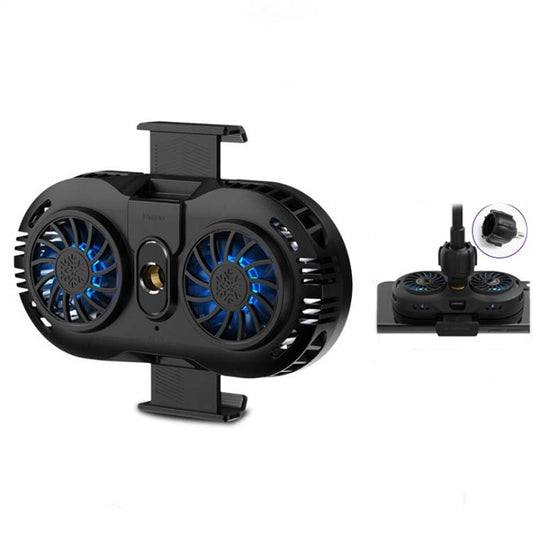 AH-102 Type-C / USB-C + USB Interface Dual Cooling And Fast Cooling Mobile Phone Radiator for 4-6.5 inch Mobile Phones, Power Cable Length: 1.5m(Black) by buy2fix