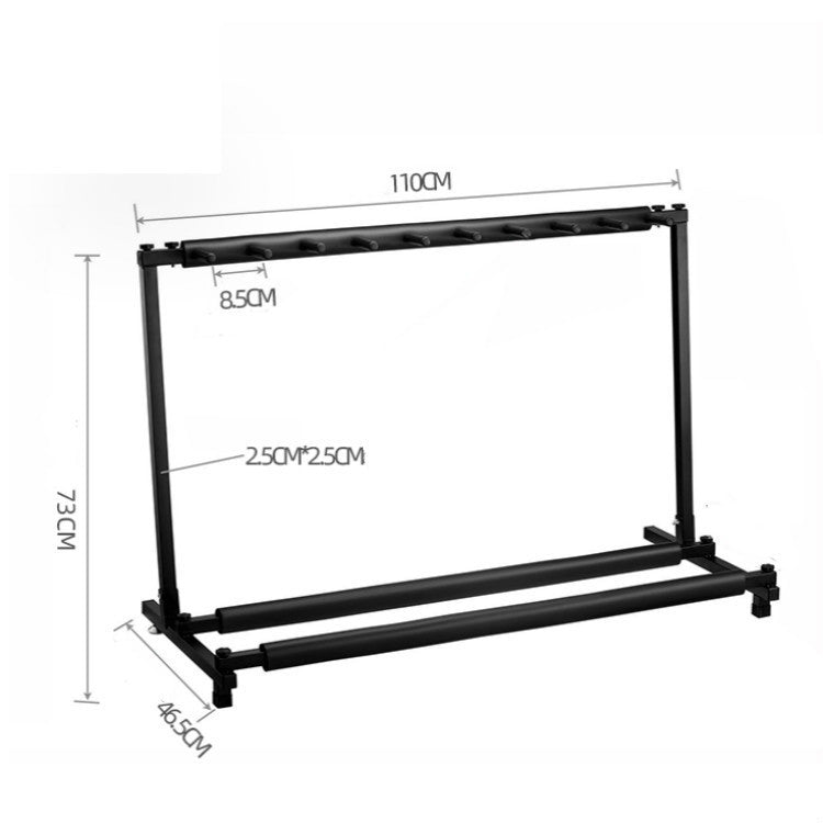Foldable Long Metal Guitar Display Stand Shelf, Specification:Nine Racks by buy2fix