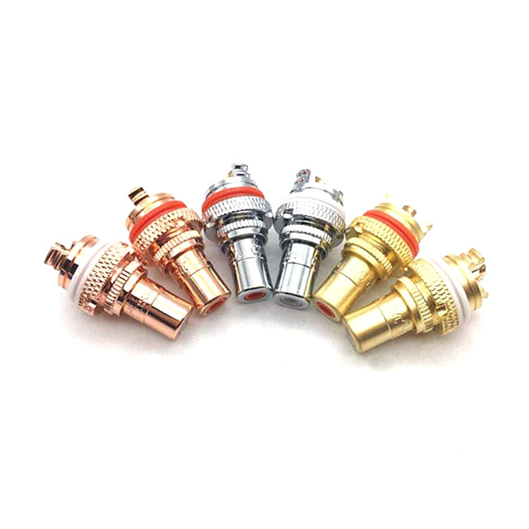 4 PCS / 2 Pairs CMC Copper RCA Female Audio Power Amplifier AV Audio Lotus Socket Terminal(Rhodium Plated) by buy2fix
