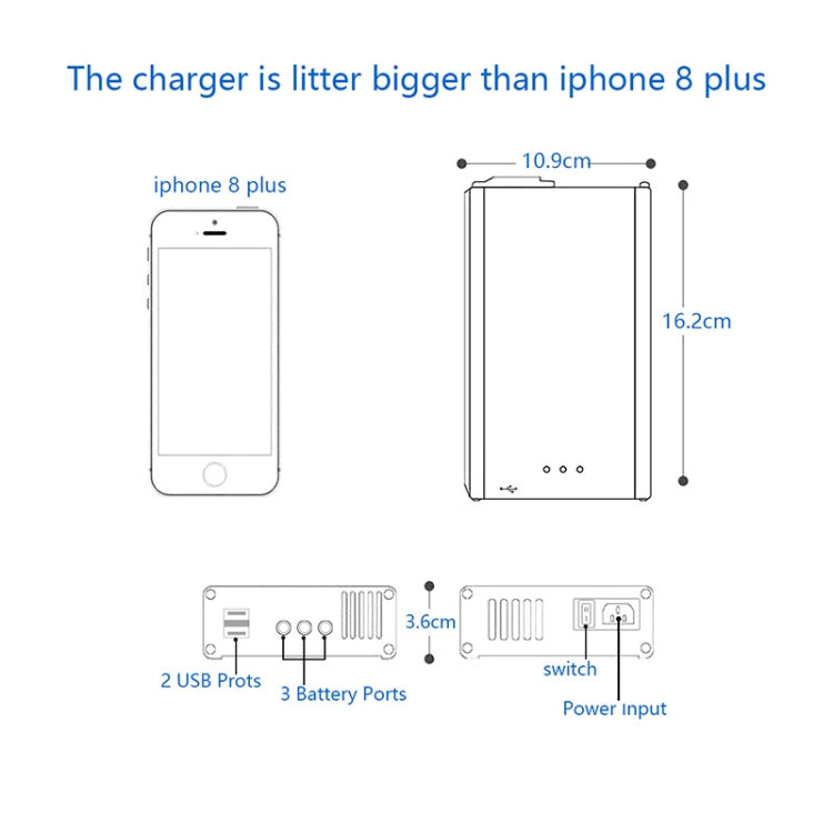 YX For DJI MAVIC 2 Aluminum Alloy Charger with Switch, Plug Type:US Plug - DJI & GoPro Accessories by buy2fix | Online Shopping UK | buy2fix