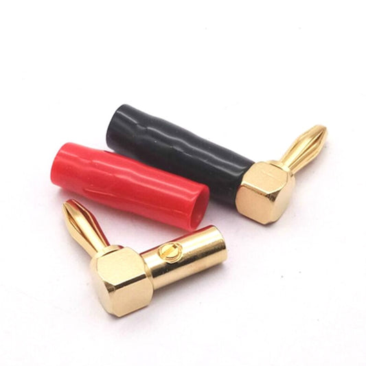 2pcs 4mm Banana Plug L-shaped 90 Degree Soft Rubber Speaker Wiring Speaker Banana Head(Red+Black) by buy2fix
