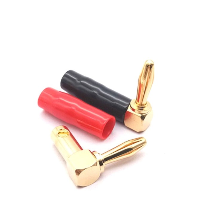 2pcs 4mm Banana Plug L-shaped 90 Degree Soft Rubber Speaker Wiring Speaker Banana Head(Red+Black) by buy2fix