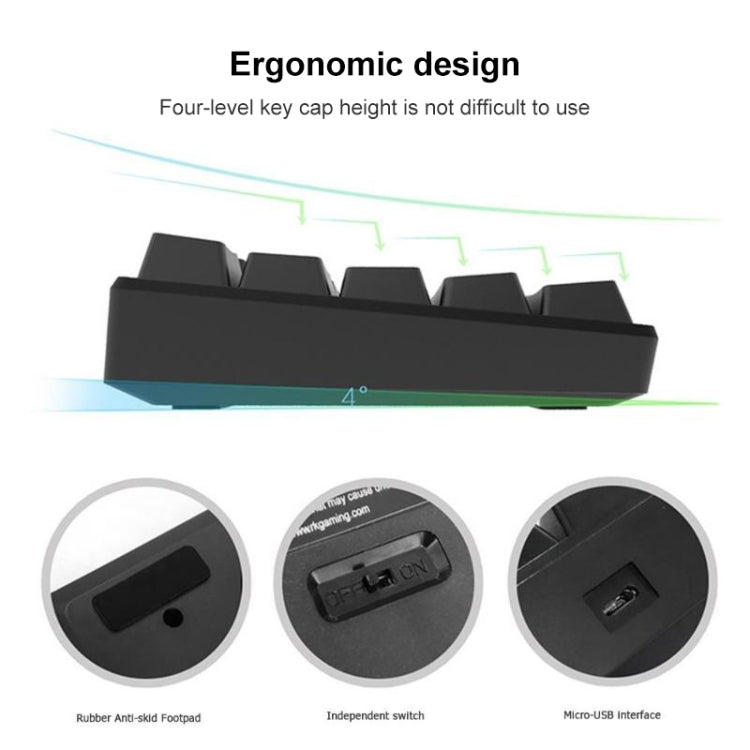 RK61 61 Keys Bluetooth / 2.4G Wireless / USB Wired Three Modes Tablet Mobile Gaming Mechanical Keyboard, Cable Length: 1.5m, Style:Green Shaft(White) - Wired Keyboard by buy2fix | Online Shopping UK | buy2fix