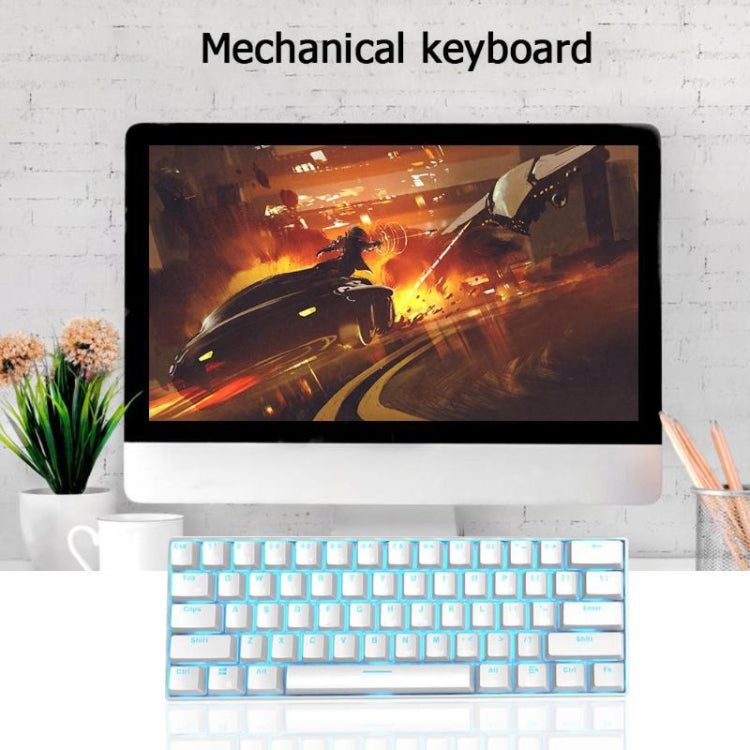 RK61 61 Keys Bluetooth / 2.4G Wireless / USB Wired Three Modes Tablet Mobile Gaming Mechanical Keyboard, Cable Length: 1.5m, Style:Green Shaft(White) - Wired Keyboard by buy2fix | Online Shopping UK | buy2fix