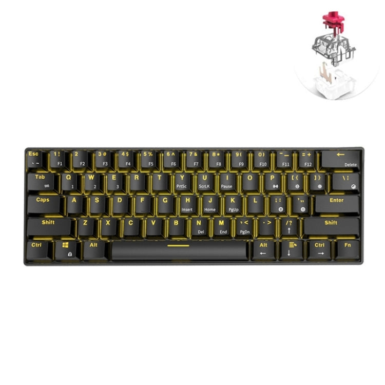 RK61 61 Keys Bluetooth / 2.4G Wireless / USB Wired Three Modes Tablet Mobile Gaming Mechanical Keyboard, Cable Length: 1.5m, Style:Red Shaft(Black) - Wired Keyboard by buy2fix | Online Shopping UK | buy2fix