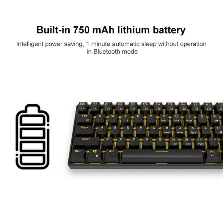 RK61 61 Keys Bluetooth / 2.4G Wireless / USB Wired Three Modes Tablet Mobile Gaming Mechanical Keyboard, Cable Length: 1.5m, Style:Red Shaft(Black) - Wired Keyboard by buy2fix | Online Shopping UK | buy2fix