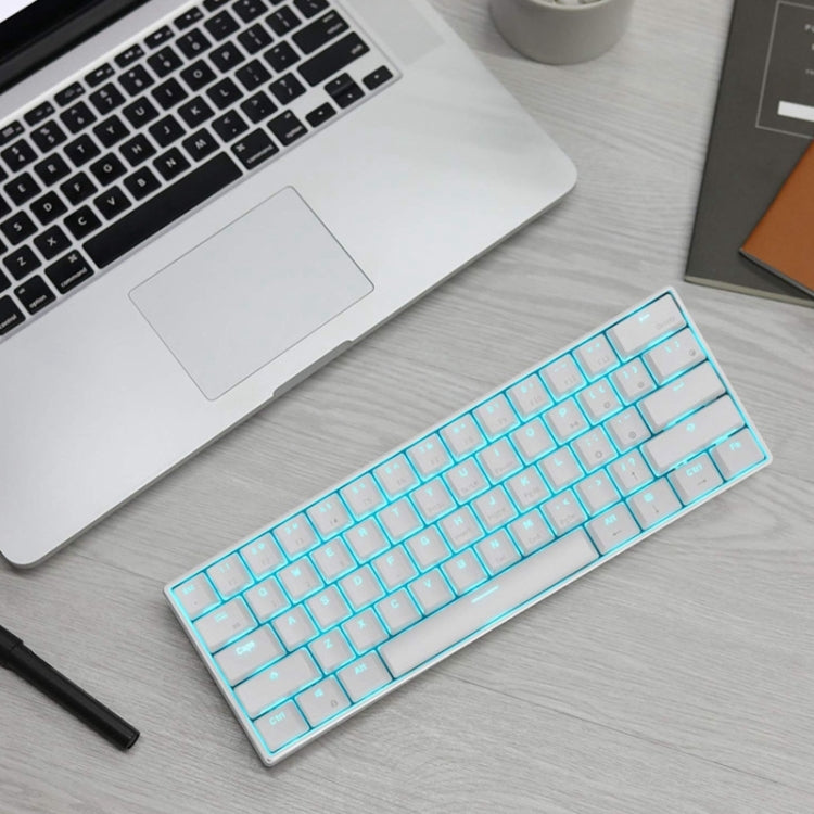 RK61 61 Keys Bluetooth / 2.4G Wireless / USB Wired Three Modes Tablet Mobile Gaming Mechanical Keyboard, Cable Length: 1.5m, Style:Tea Shaft(White) by buy2fix