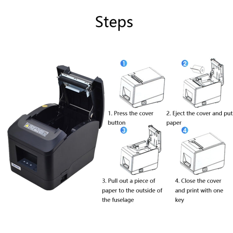 Xprinter XP-A160M Thermal Printer Catering Bill POS Cash Register Printer, Style:EU Plug(Network Port LAN) by Xprinter