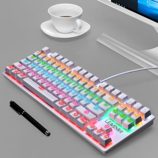 LEAVEN K550 87 Keys Green Shaft Gaming Athletic Office Notebook Punk Mechanical Keyboard, Cable Length: 1.8m(White) by buy2fix