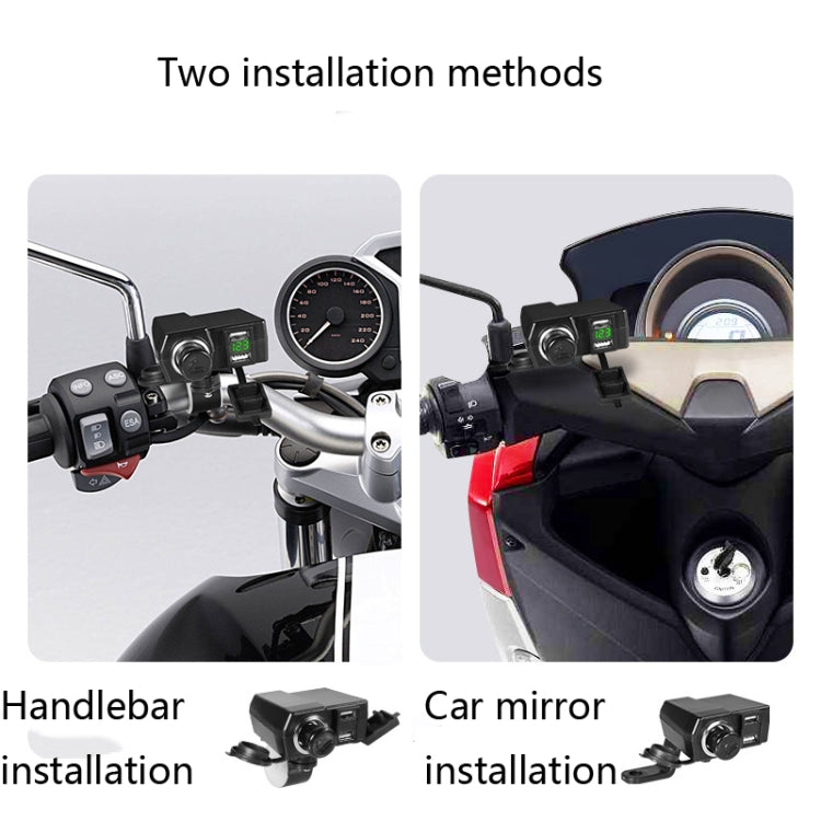 Motorcycle Car Dual USB Mobile Phone Charger With Cigarette Lighter Interface Multi-function Digital Display Car Charger, Style:DYUK Red Light - Battery Charger by buy2fix | Online Shopping UK | buy2fix