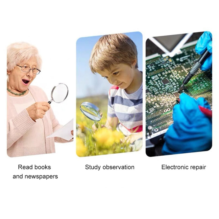 Handheld High-definition Lens with LED Light Reading and Maintenance Magnifying Glass for the Elderly, Style:110mm 30 Times Double Lens by buy2fix