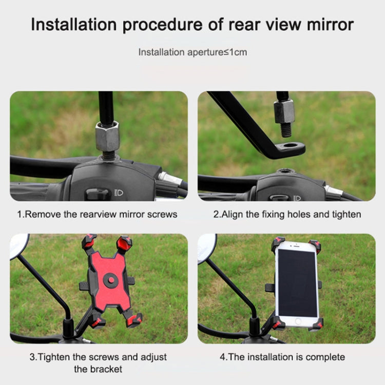 Electric Bicycle Mobile Phone Holder Can Be Rotated 360-degree Mobile Phone Holder Four-way Adjustment Bracket for Motorcycle, Style:Rearview Mirrors(Red) by buy2fix