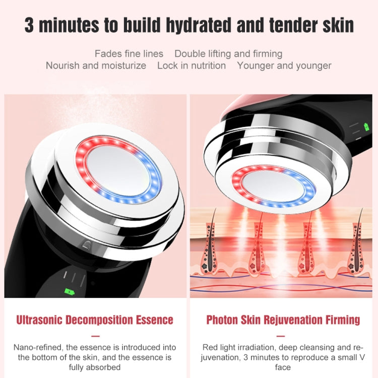 Facial Electronic Beauty Instrument Ultrasonic Ion Red And Blue Color Light Introduction Instrument(Pink) - Beauty Instrument by buy2fix | Online Shopping UK | buy2fix