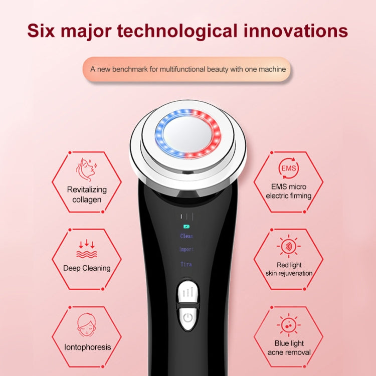 Facial Electronic Beauty Instrument Ultrasonic Ion Red And Blue Color Light Introduction Instrument(Pink) - Beauty Instrument by buy2fix | Online Shopping UK | buy2fix