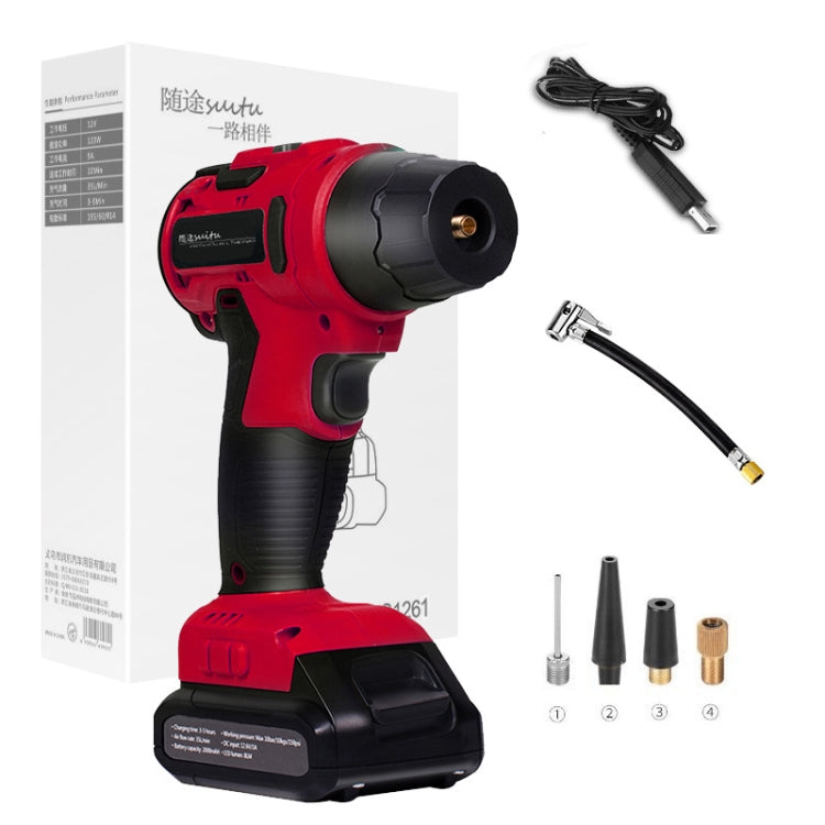 SUITU High-pressure Handheld Smart Digital Display Car Portable Wireless Tire Inflator(Red) by SUITU