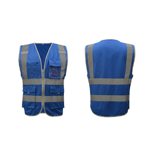 Multi-pockets Safety Vest Reflective Workwear Clothing, Size:XXL-Chest 130cm(Blue) by buy2fix