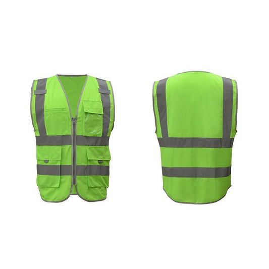 Multi-pockets Safety Vest Reflective Workwear Clothing, Size:XXL-Chest 130cm(Green) by buy2fix