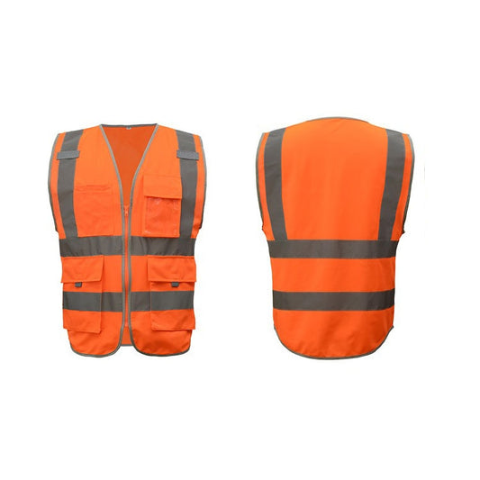 Multi-pockets Safety Vest Reflective Workwear Clothing, Size:XXL-Chest 130cm(Orange) by buy2fix