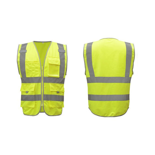 Multi-pockets Safety Vest Reflective Workwear Clothing, Size:XL-Chest 124cm(Yellow) by buy2fix