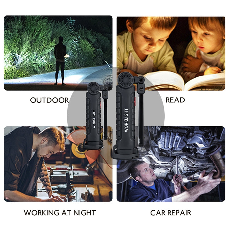 Handheld Movable Work Lights USB Charging Multi-functional and Folding Emergency COB LED Lights, Size:14.8 x 4.7cm(Black) - Camping Lighting by buy2fix | Online Shopping UK | buy2fix