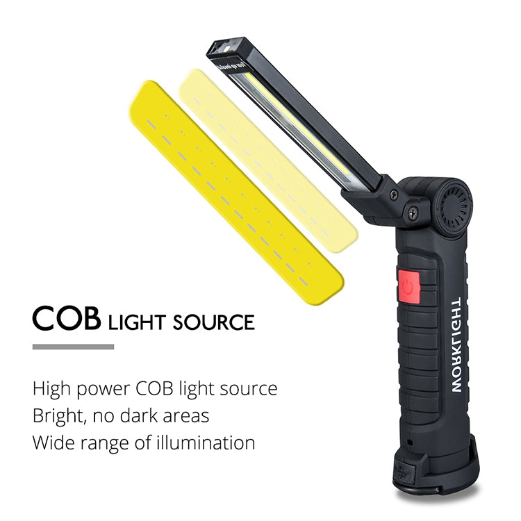 Handheld Movable Work Lights USB Charging Multi-functional and Folding Emergency COB LED Lights, Size:14.8 x 4.7cm(Black) - Camping Lighting by buy2fix | Online Shopping UK | buy2fix