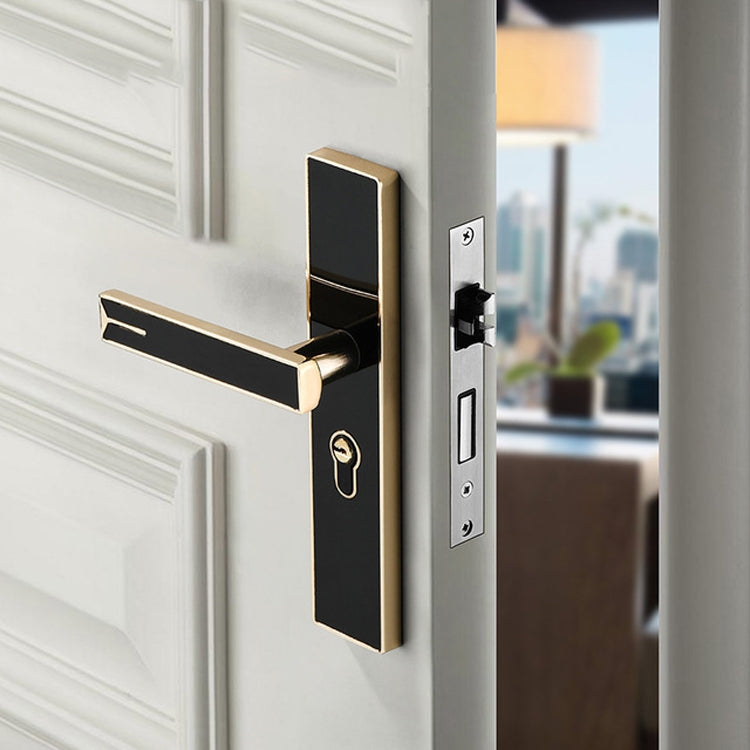 Mute Strong Magnetic Aluminum Alloy Interior Door Lock Door Bedroom Hardware Handle Lock, Color:Black Silver Small 50 Lock Body - Door Lock by buy2fix | Online Shopping UK | buy2fix