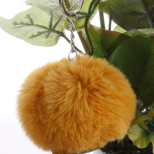 Simple Key Chain Fur Ball Pompon Keychain Pompom Artificial Rabbit Fur Animal Keychains for Woman Car Bag Key Rings(coffee) by KOOROL