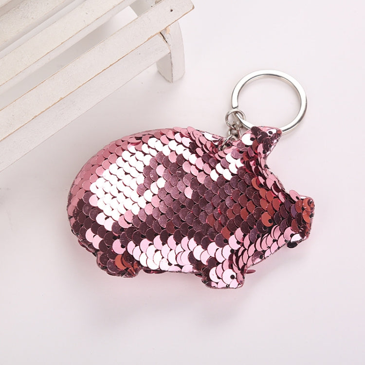 2PCS Cute Chaveiro Pig Keychain Glitter Pompom Sequins Key Chain Gifts for Women Llaveros Mujer Car Bag Accessories Key Ring(pink) by buy2fix