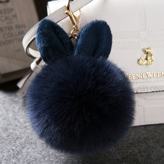 Fur Pom Keychains Fake Rabbit Fur Ball Keychain(dark blue) by buy2fix