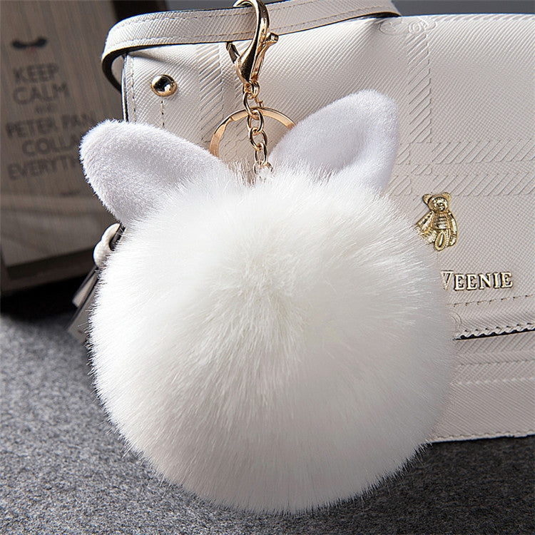 Fur Pom Keychains Fake Rabbit Fur Ball Keychain(white) - Key Rings by buy2fix | Online Shopping UK | buy2fix