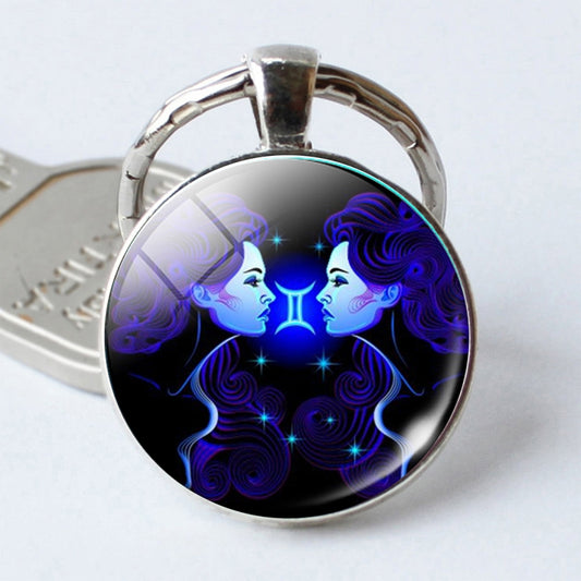 Zodiac Sign Keychain 12 Constellation Pendant Single Face Keyring by buy2fix