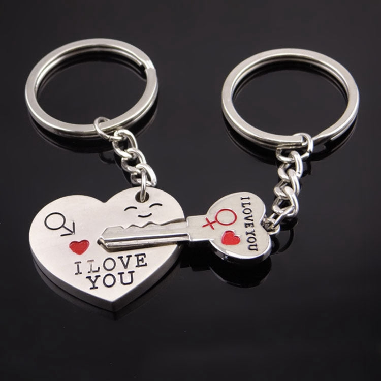 Fashion Heart Key Ring Silver Color Lovers Love Key Chain Valentine Day Gift 1 Pair Couple Keychain by buy2fix