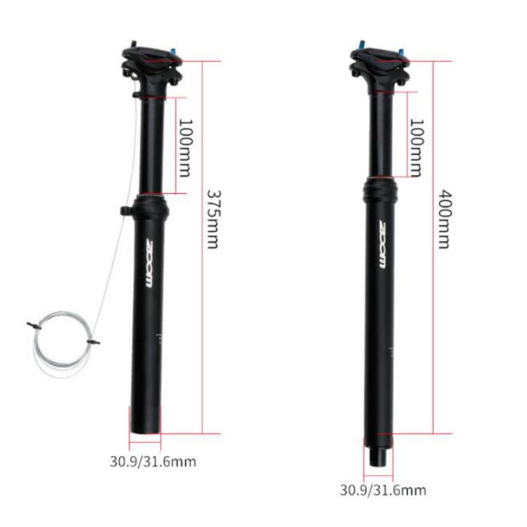 ZOOM Bicycle Wire-Controlled Hydraulic Lift Seat Tube Mountain Bike Seatpost, Size:31.6mm, Specification:400mm Internal Routing by ZOOM