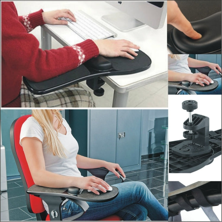 Rotation Computer Desktop Laptop Mouse Tray Elbow Pad Wrist Rest Plate Support Install on Desk and Chair - Mouse Pads by buy2fix | Online Shopping UK | buy2fix