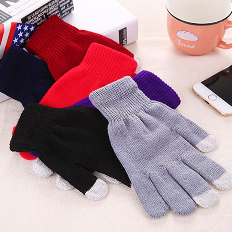 Winter Touch Screen Gloves Women Men Warm Stretch Knit Mittens Imitation Wool Thicken Full Finger Gloves(Black) - Full Finger Gloves by buy2fix | Online Shopping UK | buy2fix