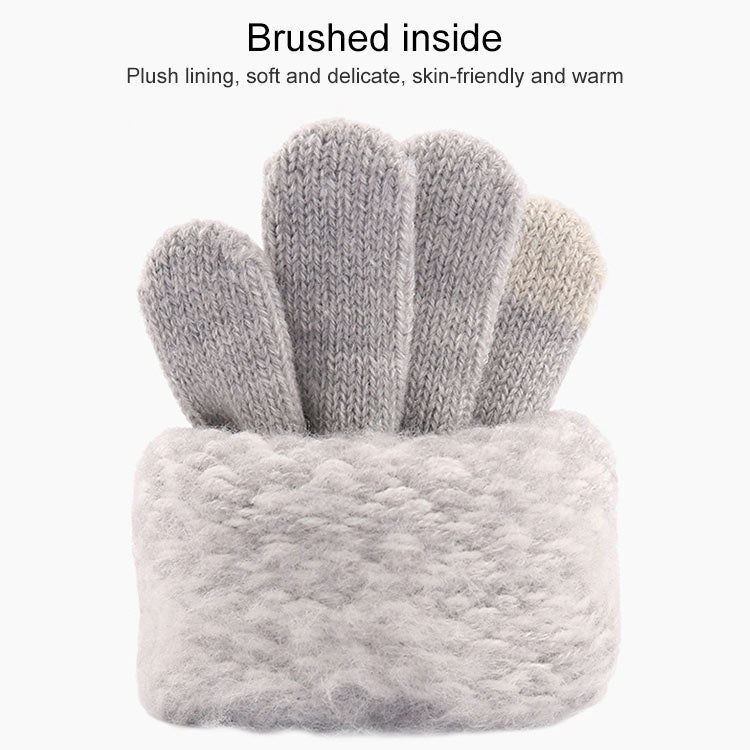 Winter Touch Screen Gloves Women Men Warm Stretch Knit Mittens Imitation Wool Thicken Full Finger Gloves(Black) - Full Finger Gloves by buy2fix | Online Shopping UK | buy2fix
