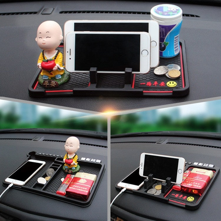 Car Interior Car Multifunctional Instrument Panel Storage Pad Car Phone Bracket Anti-slip Pad With Stop, Style:Rotating Red Circle by buy2fix
