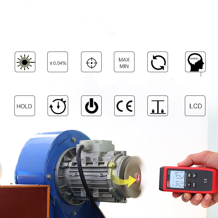 UT373 Non-contact High-precision Laser Tachometer Digital Display Motor Speedometer - Tachometers & Anemometer by buy2fix | Online Shopping UK | buy2fix