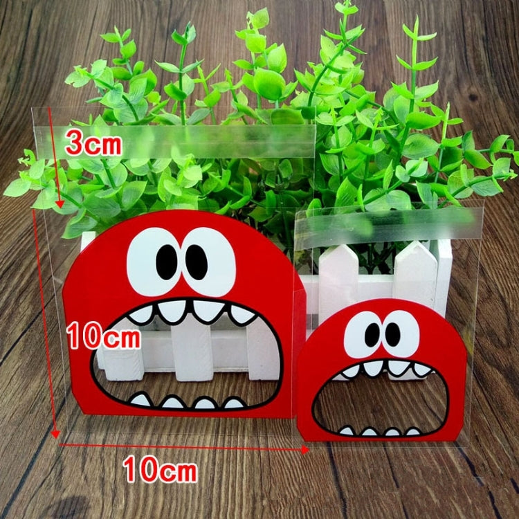 100 PCS Cute Big Teech Mouth Monster Plastic Bag Wedding Birthday Cookie Candy Gift OPP Packaging Bags, Gift Bag Size:10x10cm(Red) - Gift Bags & Wrapping Supplies by buy2fix | Online Shopping UK | buy2fix