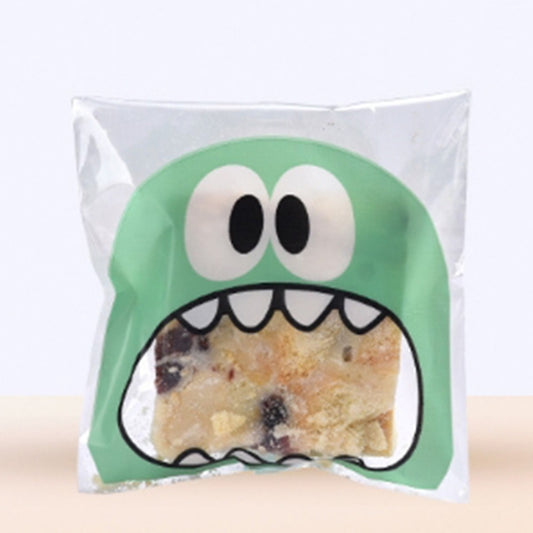100 PCS Cute Big Teech Mouth Monster Plastic Bag Wedding Birthday Cookie Candy Gift OPP Packaging Bags, Gift Bag Size:10x10cm(Green) by buy2fix