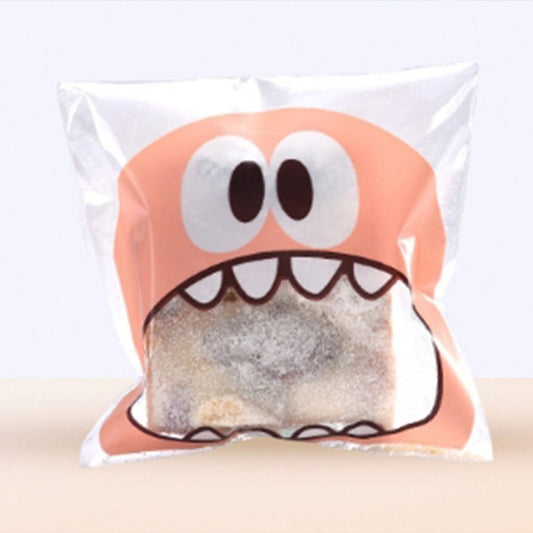 100 PCS Cute Big Teech Mouth Monster Plastic Bag Wedding Birthday Cookie Candy Gift OPP Packaging Bags, Gift Bag Size:10x10cm(Pink) by buy2fix