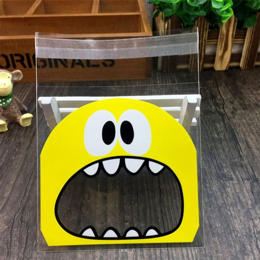 100 PCS Cute Big Teech Mouth Monster Plastic Bag Wedding Birthday Cookie Candy Gift OPP Packaging Bags, Gift Bag Size:10x10cm(Yellow) by buy2fix
