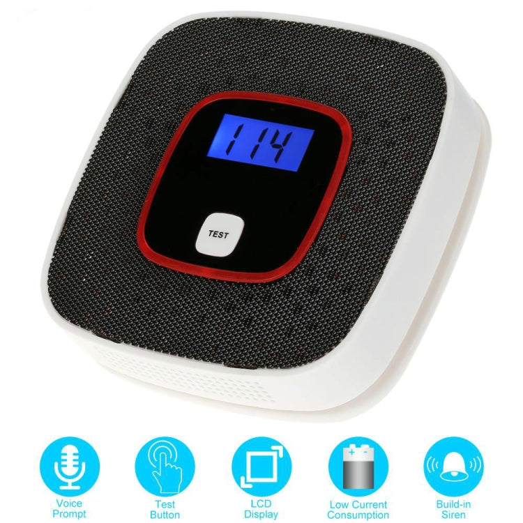 Carbon Monoxide Detector Gas Alarm Sensor Poisoning Gas Tester Human Voice Warning Detector with LCD Display(Black) - Smoke Gas Detector by buy2fix | Online Shopping UK | buy2fix