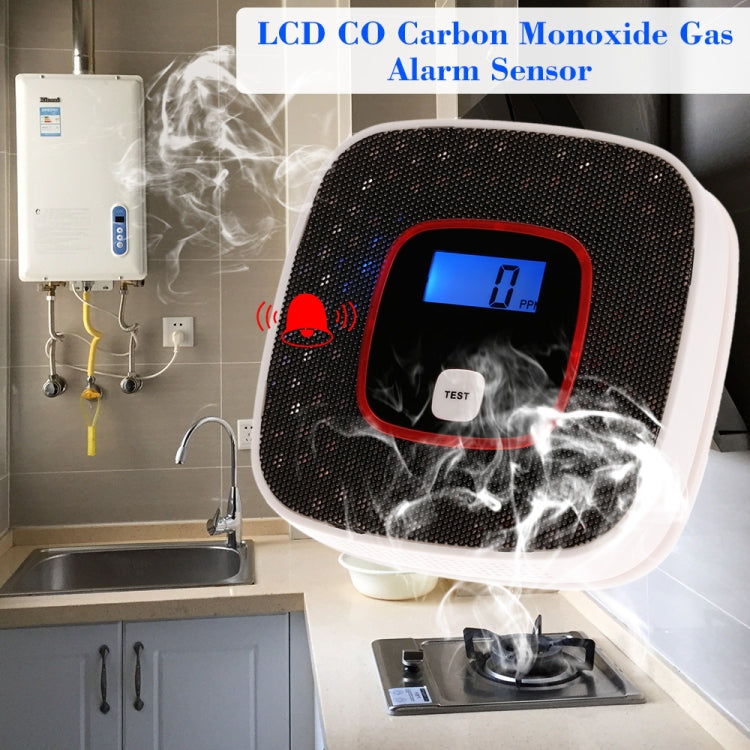 Carbon Monoxide Detector Gas Alarm Sensor Poisoning Gas Tester Human Voice Warning Detector with LCD Display(Black) - Smoke Gas Detector by buy2fix | Online Shopping UK | buy2fix