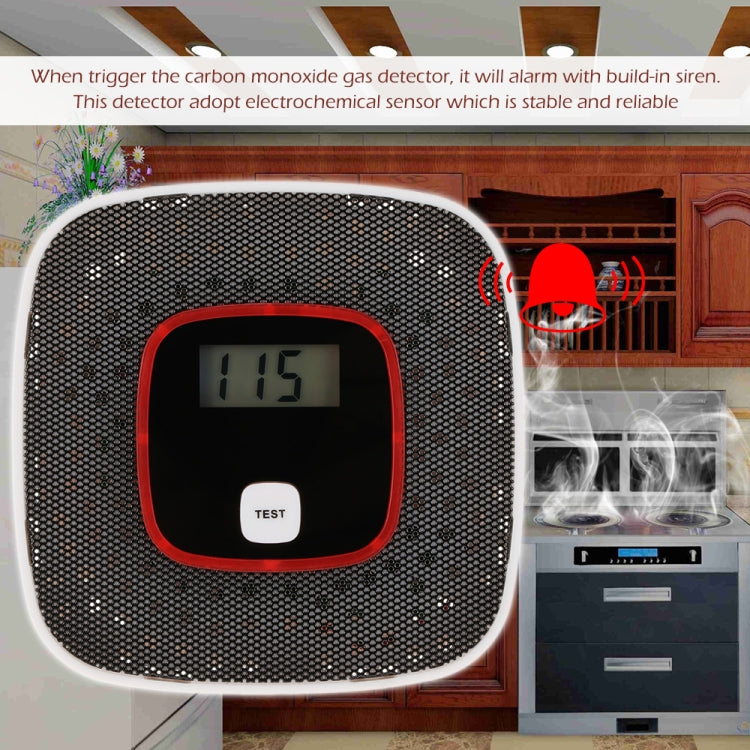 Carbon Monoxide Detector Gas Alarm Sensor Poisoning Gas Tester Human Voice Warning Detector with LCD Display(Black) - Smoke Gas Detector by buy2fix | Online Shopping UK | buy2fix