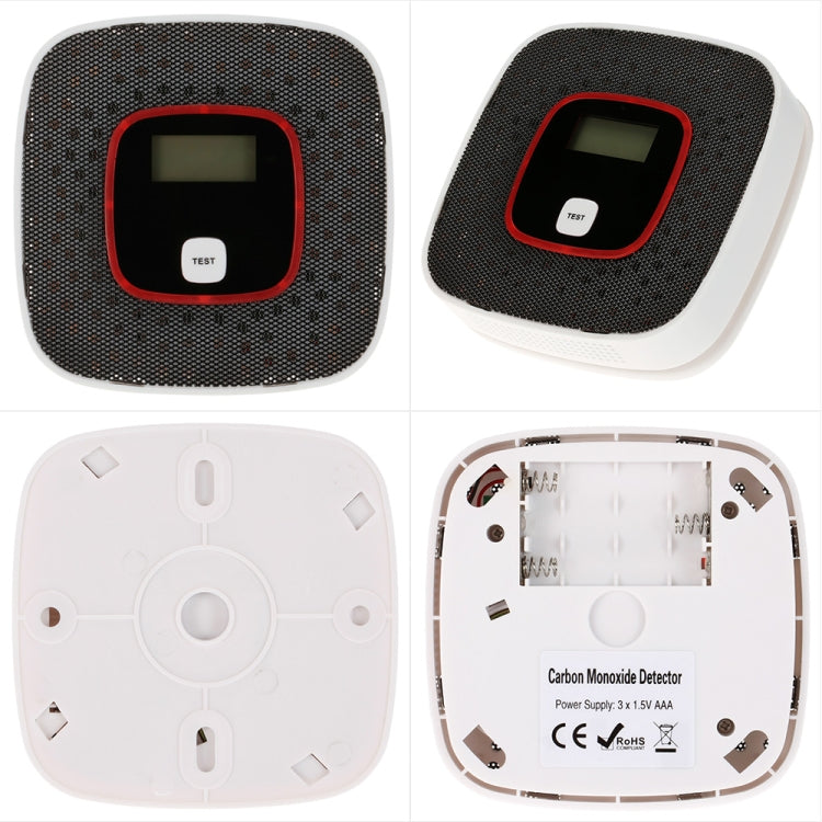 Carbon Monoxide Detector Gas Alarm Sensor Poisoning Gas Tester Human Voice Warning Detector with LCD Display(Black) - Smoke Gas Detector by buy2fix | Online Shopping UK | buy2fix