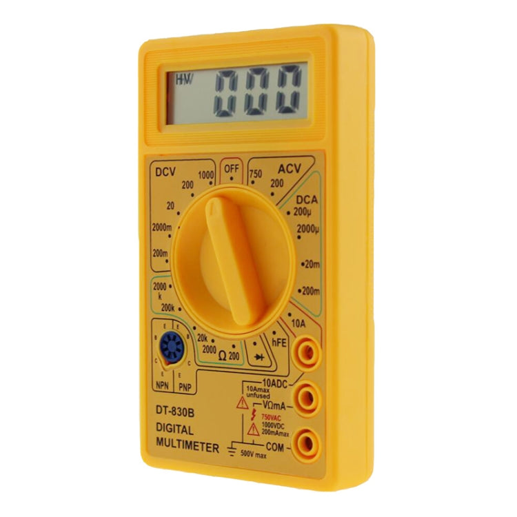 DT-830B Handheld Digital Multimeter Ammeter Voltmeter Digital Display Universal Tester Meter(Yellow) - Voltage Detector by buy2fix | Online Shopping UK | buy2fix