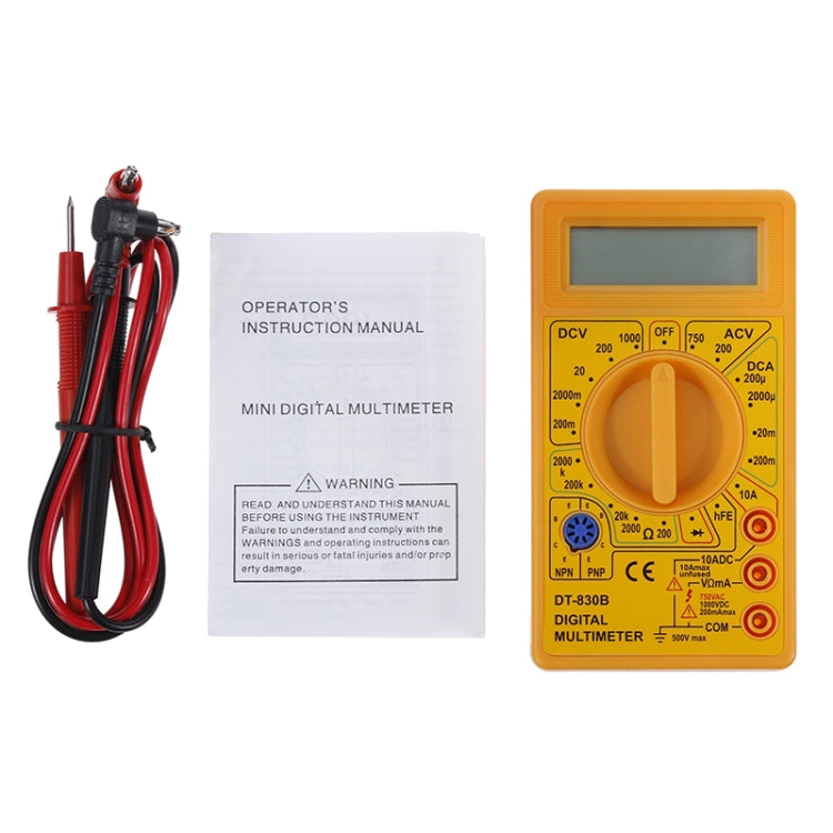 DT-830B Handheld Digital Multimeter Ammeter Voltmeter Digital Display Universal Tester Meter(Yellow) - Voltage Detector by buy2fix | Online Shopping UK | buy2fix